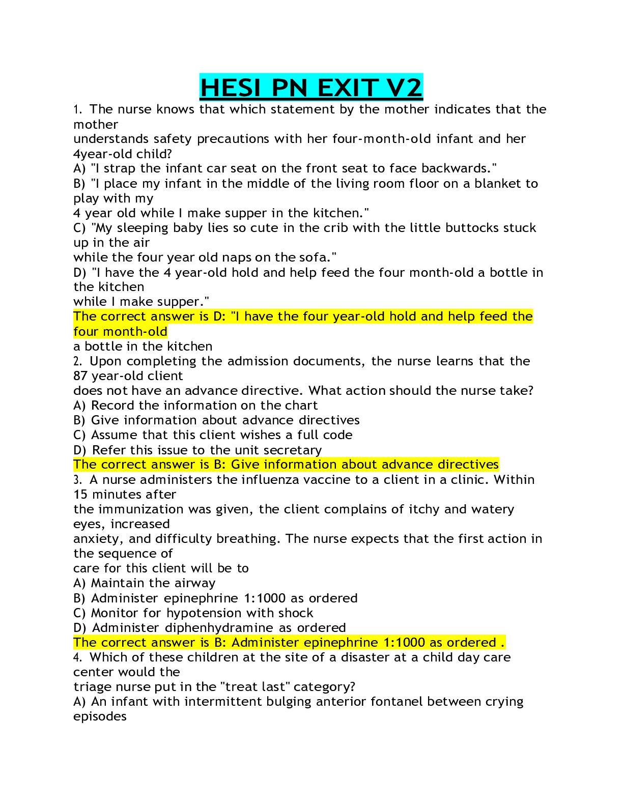 Preview of HESI PN EXIT EXAM V2 LATEST 2022/2023.